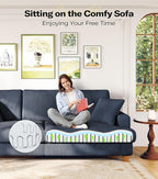 Kidirect 87in Corduroy Couch, Sofa No Tool Assembly, Comfy Couches for Living Room 21in Deeper Seats, Corduroy Sofas for Living Room with 2 Pillows, Oversized Loveseat Sofa, Boho Love Seat Blue Couch
