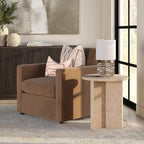 Henn&Hart 20" Scandinavian Round Wooden End Table, Side Table, Nightstand with X-Base for Living Room, Office, Family Room, or Bedroom, Blond Burl