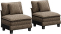 PHI VILLA Indoor Modular Sectional Couches Sets, 2-Piece Armless Sofa Set, 2-Seater Upholstered Couch for Living Room Small Spaces, Chenille Fabric, Taupe