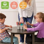 ECR4Kids 30in D Round Hardwood Table with 22in Legs, Kids Furniture, Grey Wash