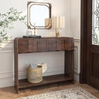 Console Table with 2 Drawers, Mid-Century Modern 42" Entryway Table with Open Storage Shelves, Sofa Table Behind Couch for Living Room, Hallway, Walnut