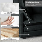 Modular Sectional Sofa, 146.5 Inch U-Shaped Cloud Sofa with Deep Seat Chenille Sofa with Cushions, Four Seater Sectional Sofa for Living Room Apartment,Black
