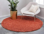 Unique Loom Solid Shag Collection Area Rug (8' Round, Terracotta)