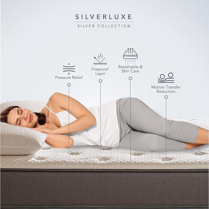 EPITEX Silverluxe King Size Mattress, 8 Inch Gel Memory Foam, Pocket Spring, Medium Firm, Gray
