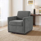 UIXE Swivel Accent Chair, Chenille Upholstered Armchair Comfy Club Chair for Living Room, Mid Century Modern Arm Chair Single Sofa Nook Bedroom Side Reading Seat - Gray