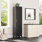 Tall Narrow Storage Cabinet, 67" Single Door Metal Storage Locker Cabinet, Freestanding Tall Kitchen Pantry Cabinets for Small Space