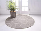 Unique Loom Trellis Frieze Collection Area Rug - Geometric (6' Round, Light Gray/ Ivory)