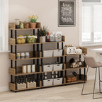 Furinno Turn-N-Tube 5-Tier Multipurposes Display Rack, Open Shelf Rack/Storage with back & side panel, Flagstaff Oak/Black