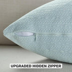 FUTEI Light Blue Chenille Throw Pillow Covers 12x20 Inch Set of 2,Soft Striped & Diamond Textured Lumbar Pillow Cases,Modern Home Decor for Couch Living Room