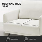 Oversized Accent Chair for Living Room Chairs Reading Arm Chair Comfy Modern Single Sofa Side Chairs with Metal Legs & Soft Cushion for Bedroom, Waiting Room (Polyster Pearl White, Set of 2)