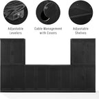 Crosley Furniture Essen 3-Piece Modern Sideboard Buffet Cabinet and Kitchen Storage Pantry Set, Black