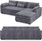 Belffin Large Modular Sectional Sofa with Deep Chaise, 104" Corduroy L Shaped Couch with 9" Soft Dual-Layer Seats Cushion for Living Room, Apartment, Light Grey