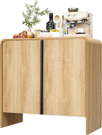 BERRYMERRY 2 Door Fluted Sideboard Buffet Cabinet with Storage, Modern Wood Cabinet with Adjustable Shelves for Living Room, Dining Room (Light Wood 2 Doors)
