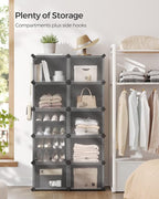 SONGMICS Shoe Rack Organizer, 10-Tier Shoe Storage Cabinet for Closet and Entryway, Holds 40 Pairs of Shoes, Adjustable, Ink Black and Trasparent ULPC035B01