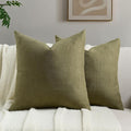FUTEI Olive Green Chenille Throw Pillow Covers 26x26 Inch Set of 2,Soft Wide Chevron Textured Euro Pillow Shams,Farmhouse Home Decor for Couch Bed Living Room