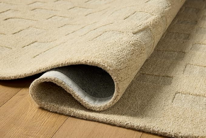 Loloi Leanne Ford Craven Collection CVN-04 Oatmeal/Dove 5'-0" x 7'-6" Area Rug Checkered, Patterned, Neutral, Living Room, Bedroom, Dining Room