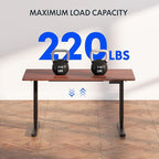FLEXISPOT E6 3 Stages Dual Motor Electric Standing Desk 48x30 Inch Whole-Piece Board Height Adjustable Electric Sit Stand Desk(Black Frame + Mahogany Desktop, 2 Packages)