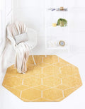 Unique Loom Trellis Frieze Collection Area Rug - Geometric (5' Octagon, Yellow/ Ivory)