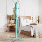 Simple Houseware Standing Coat and Hat Hanger Organizer Rack, 12 Hooks, Turquoise