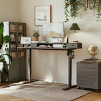 Agilestic 53x 24 Inches Height Adjustable Electric Standing Desk with 2 Drawers, Stand Up Electric Desk Adjustable Height, Sit Stand Computer Gaming Table with Splice Board, Black