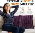 Cheer Collection Faux Fur Throw Pillows - Decorative Pillows for Couch, Bed Throw Pillows, Purple Accent Pillows for Bedroom or Living Room Aesthetic, Set of 2 Furry Throw Pillows, 24" x 24"