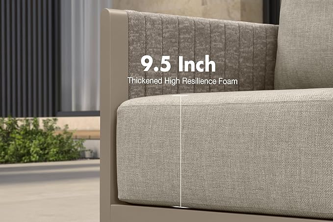 PURPLE LEAF Patio Furniture Set 7 Pieces Patio Seating Sofas Aluminum Furniture Outdoor Couch Sectional Set with Cushions and Aluminum Table Patio Conversation Sets Beige