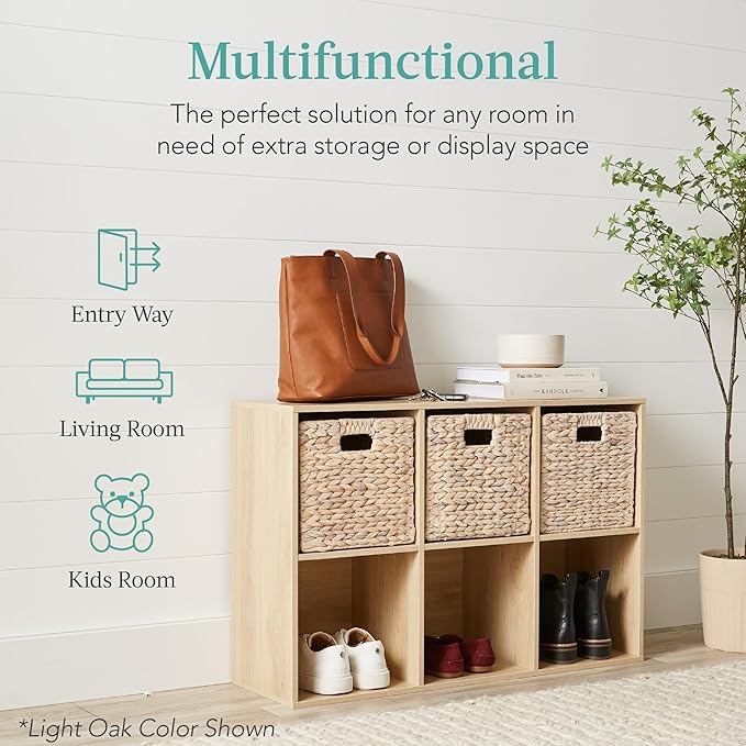 Best Choice Products 6-Cube Storage Organizer, 11in Shelf Opening, Bookcase, Display Shelf, Customizable w/ 3 Removable Back Panels – Dark Gray