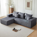 101" Sectional Couches for Living Room,Boneless Cloud Couch,L-Shaped Sofa with Oversized Deep Seat,Comfy Couch for Bedroom,Compressed Sofa in a Box,No Assembly Required,Grey