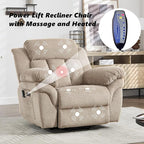 CANMOV Recliner Sofa Set, Oversize Power Lift Recliner Chair and Manual Loveseat with Overstuffed Armrest for Living Room,Bedroom Furniture,Office,1+2 Seat Light Brown