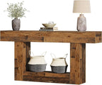 Tribesigns 63-Inch Long Console Table, 2-Tier Entryway Table Sofa Table with Storage, Farmhouse Wood Behind Couch Table for Living Room, Hallway, Rustic Mixed Brown