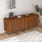 63" Sideboard Buffet Cabinet Set of 2, Modern Accent Cabinet with Carving Lines, Decorative Storage Cabinets for Bedroom Living Room Kitchen Office and Hallway (Walnut, 2)
