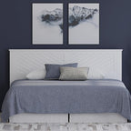 Serene Poplar Wood King Size Headboard in White, Modern Farmhouse Panel with Chevron Scoring, Casual Coastal Style, Easy Assembly, Quality Materials