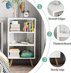 Night Stand, White Kids Nightstand, Modern End Table with Open Storage, 3-Tier Nursery Bedside Table for Small Space, Living Room, Bedroom