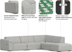 SIMPLIHOME Rex Right Corner Sectional Modular Sofa and Ottoman Set in 100% Recycled Polyester Tightly Woven Performance Fabric, Pale Grey, 116-inch-wide L-Shaped Sofa and 34-inch-Wide Ottoman
