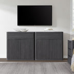 SICOTAS Buffet Cabinet with Storage - Accent Fluted Storage Cabinet with 6 Doors & 3 Drawers Sideboard Credenza Buffet Table Console Cabinets for Living Room Kitchen Dining Room Entryway Office