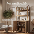 BELLEZE Book Shelf 72" Tall Arched Bookcase with Storage, 5 Tier Mid Century Modern Fluted Bookshelf with Doors, Modular Bookshelves for Living Room Office Library, Set of 3 (Caramel Brown)