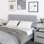 KOMFOTT Linen Fabric Upholstered Headboard for Full/Queen Size Bed, Rectangular Headboard with Solid Wood Legs & Adjustable Width, Padded Full/Queen Bed Headboard, Easy Assembly, Gray