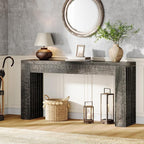 Tribesigns 59-Inch Long Wooden Console Sofa Table Behind The Couch with Vertical Slat Legs for Entrance, Hallway, Entryway, Living Room (Rustic Grey)