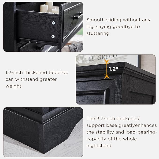 ACCOHOHO Farmhouse 8 Drawers Dresser Chests for Bedroom,52" Wide Wood Rustic Chest of Drawers with Metal Handle,Natural Texture,Drawer Organizer for Bedroom,Living Room,Hallway and Entryway,Black