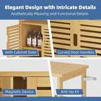 HITNET Bathroom Cabinet Freestanding, Bamboo Storage Cabinet 4-Tier Floor Cupboard with Door and Shelf for Bathroom, Kitchen, Hallway, Natural