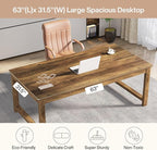 Tribesigns Modern Computer Desk, 63 x 31.5 inch Large Office Desk Computer Table Study Writing Table Workstation for Home Office, Brown Wood