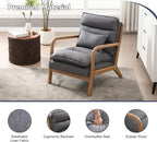 INZOY Accent Chairs Set of 2, Mid Century Modern Accent Chair with Wood Frame, Upholstered Reading Armchair with Waist Cushion, Side Chair for Living Room Bedroom Office, Easy Assembly, Grey