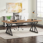 Tribesigns 70.8-Inch Executive Desk, Large Computer Office Desk Workstation, Modern Simple Style Laptop Desk Study Writing Table Business Furniture for Home Office (Light Brown, 70.8 Inch)