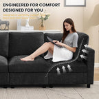 4-Seater Modular Sectional Cloud Sofa, Straight-Line Couches for Living Room, Modern Upholstered Deep Seat Sofa, Chenille Dark Grey