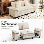 PHI VILLA Cloud Modular Couches Sets, 87.5" Sectional Loveseat Sofa with Upholstered Deep Seat, 2-Seater Comfy Couches for Living Room Bedroom, Corduroy Fabric, Beige