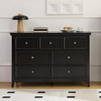 Black Dresser for Bedroom,7 Drawer Dresser, Modern 7 Chest of Drawers for Living Room, Farmhouse Style Storage Cabinet for Living Room, Dining Room, Entryway