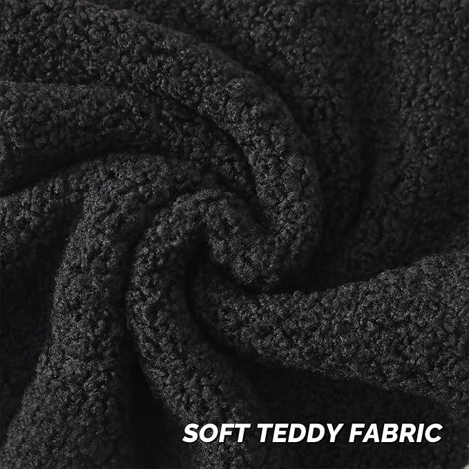 FUTEI Black Throw Pillow Covers 26x26 Inch Set of 2,Furry Faux Fur Teddy Boucle Textured Cushion Covers,Soft Fluffy Decorative Euro Pillow Shams,Home Decor for Couch Bed Living Room Office Car