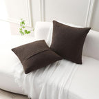 FUTEI Pack of 2 Dark Coffee Decorative Throw Pillow Covers 16x16 Inch Soft Cozy Solid Boucle Textured Cushion Case,Modern Home Decor for Couch Bed Living Room