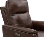 Watson & Whitely Genuine Leather Power Recliner Chairs W Power Headrest for Adults, Swivel Glider Recliner Chair W Charging Ports for Living Room, Dark Brown