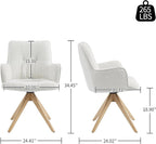 Art Leon Desk Chair No Wheels - Mid Century Modern Swivel Accent Chair, Boucle Fabric Upholstered Office Chair with Oak Wood Legs for Small Space Living Room Bedroom, Off White
